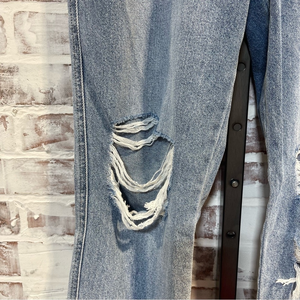 Light Blue Distressed High-Rise Straight Jeans - Flying Monkey - Picture 8 of 9